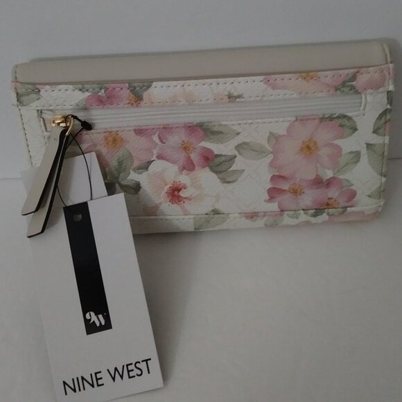 Nine West Norah Floral Beige Tri-fold Wallet - Picture 9 of 14